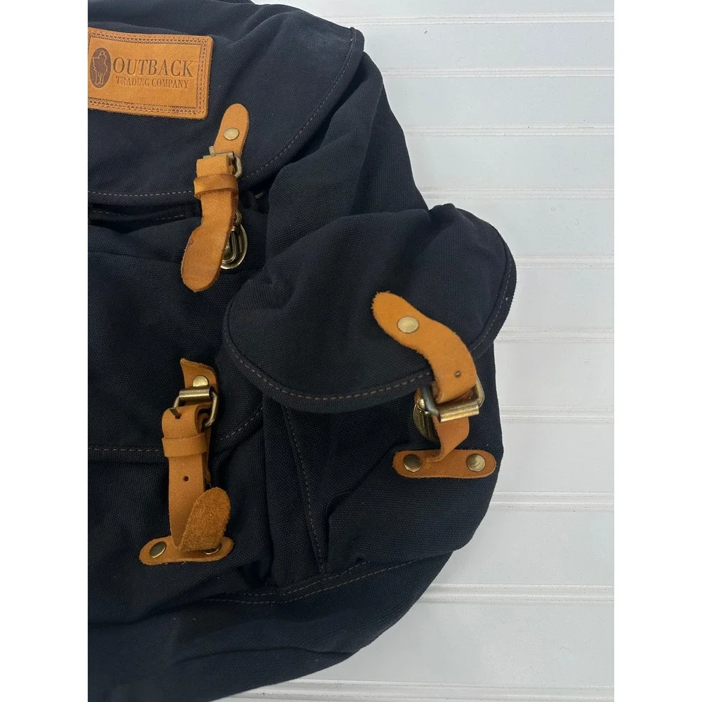 Outback Trading Co Canvas Overlander Satchel Backpack Rucksack Black Hiking Bag